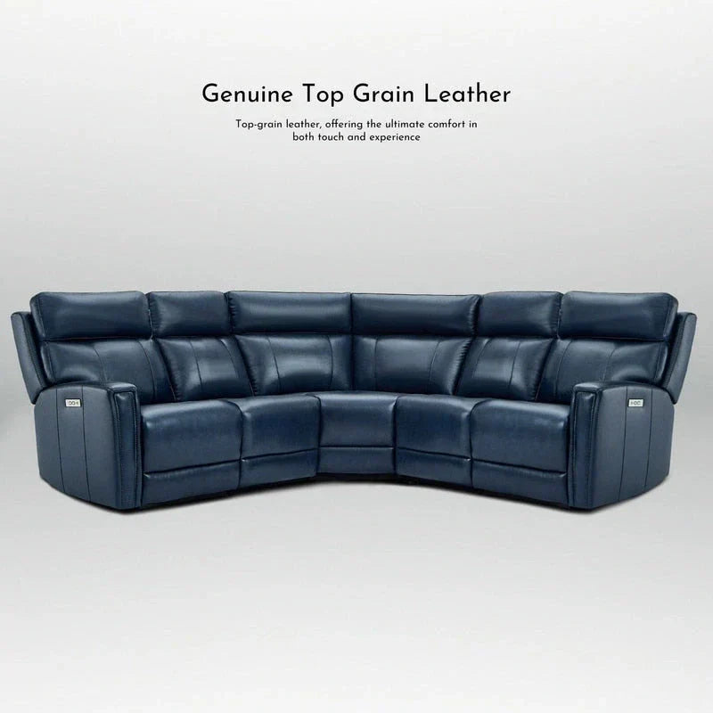 104" 3-Color Genuine Leather Power Reclining Sectional Sofa with Zero Gravity Feature, USB & USB-C Ports, and 2 Stationary Armless Chairs