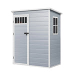 Modfusion 4.62.66.3 Ft Resin Storage Shed with Window, Floor, Plastic Roof, Storage Cabinets for Brooms Vacuum Cleaners Fits 65 to 68 in, Winter Gear Box, Black