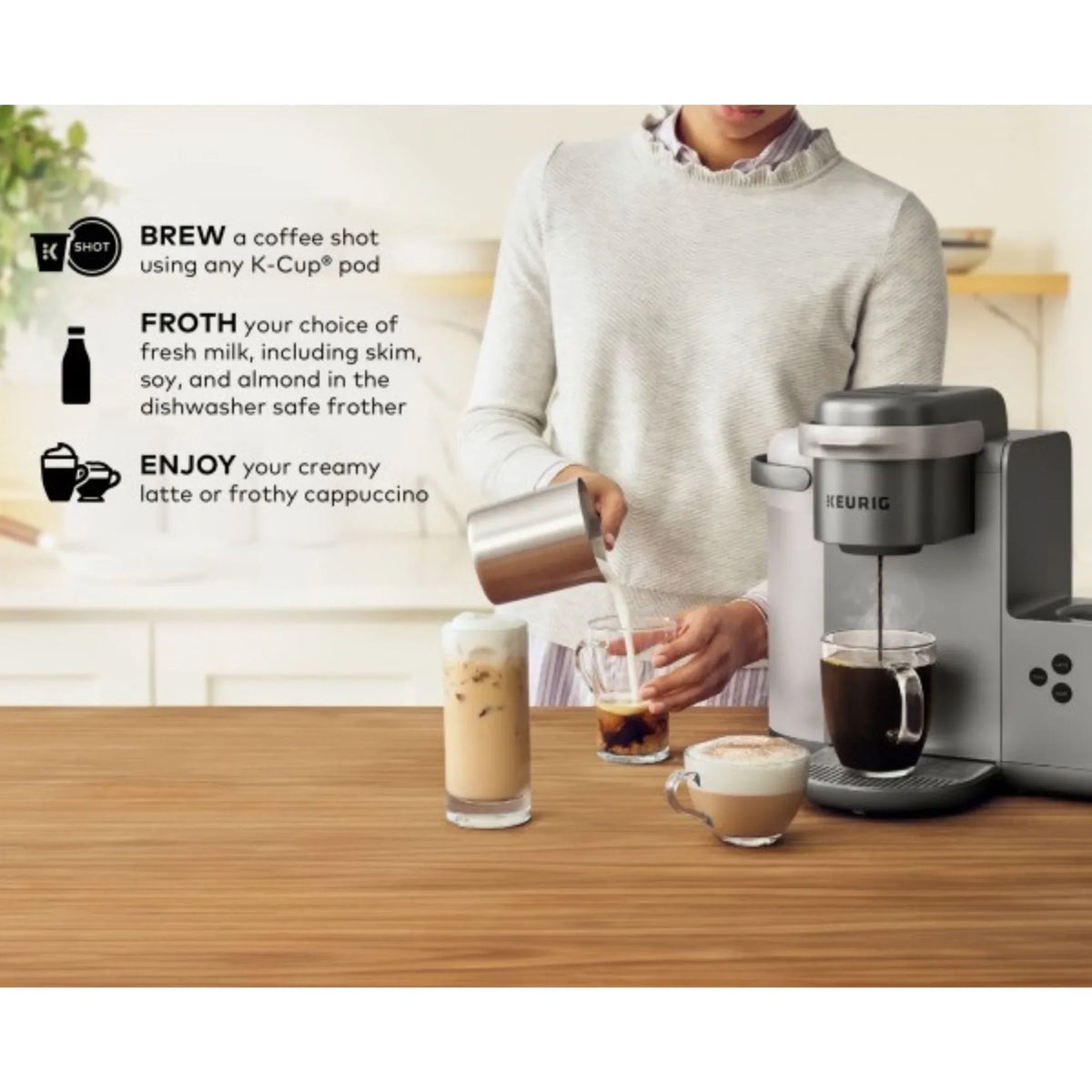 Keurig K-Cafe Single Serve K-Cup Coffee Maker, Latte Maker and Cappuccino Maker, Dark Charcoal