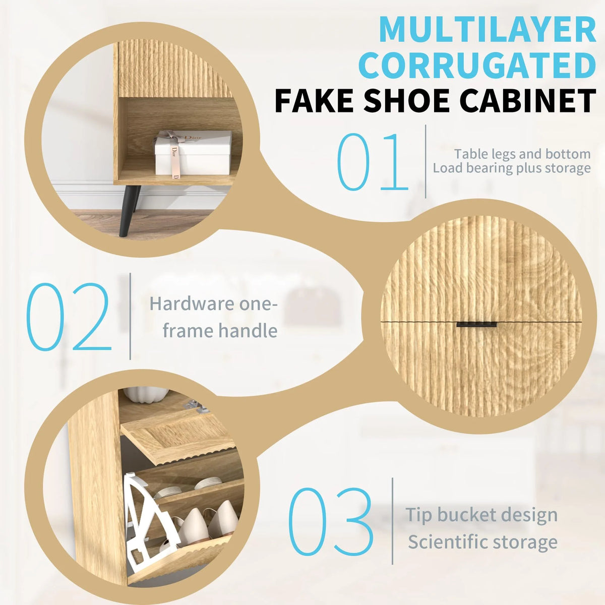Shoe Cabinet with Drawers, Slim Storage Cabinets, Entryway Shoe Storage Cabinets