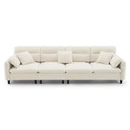 110-Inch L-Shaped 5-Seater Sectional Sofa with Removable Ottoman, Cloud Chenille Fabric, and 5 Cushions