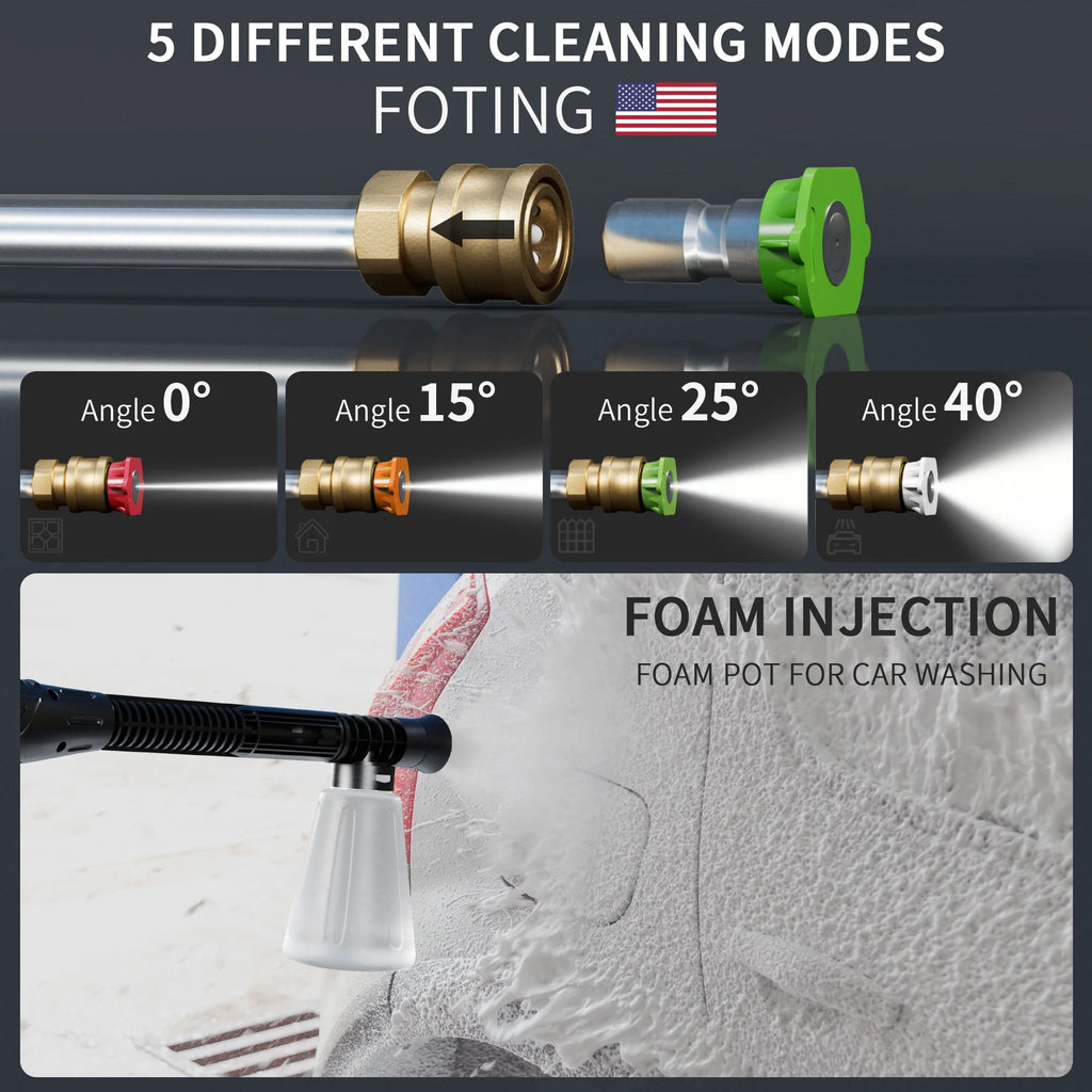 FOTING Electric Pressure Washer, 4500 PSI 3.2 GPM Power Washer with 4 Quick Connect Nozzles, High Pressure Cleaning Machine with Foam Cannon for Cars/Fences/Driveways/Patios/Home Cleaning