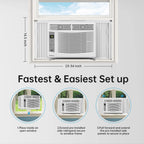 Window Air Conditioner 6000 BTU Cool to 250 Sq Ft Intelligent, LED, Remote Control, Easy to Clean Filter Screen, Can Be Used As a Dehumidifier/Fan, Operates Quietly, and Is Energy - Saving