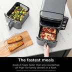 Ninja Doublestack XL 2 - Basket Air Fryer, Doublestack Technology Cooks 4 Foods at Once, Space Saving Design, 10 QT, 4 - in - 1, Smart Finish & Match Cook, SL400