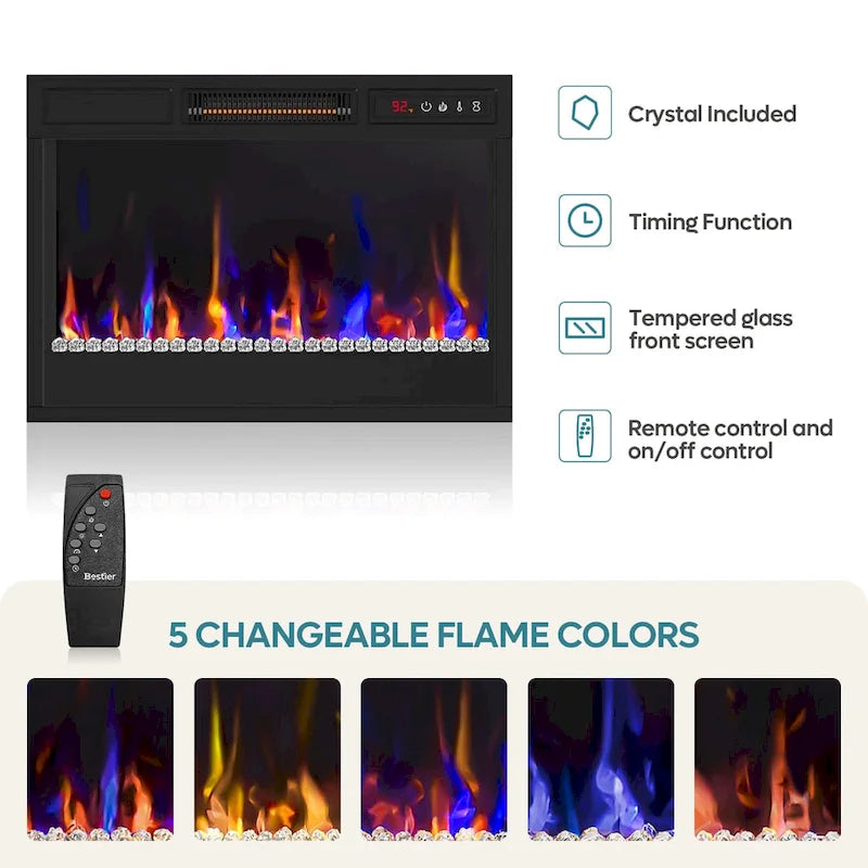 71-Inch TV Stand for 75-Inch TVs with LED Fireplace and Storage Cabinet