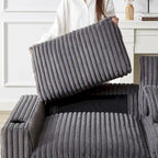 126W Large L-Shaped Corduroy Sofa with USB Charging Port