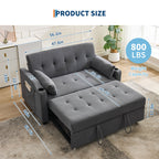 3 in 1 Convertible Sleeper Sofa Bed, Corduroy Futon Couches with Pull - Out Bed, Adjustable Backrest, Charging Port & Side Pockets, Modern Upholstered Sofa for Living Room, Guest Room