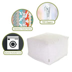 Majestic Home Goods Indoor Wales Poly/Linen Ottoman Pouf - 27" L x 27" W x 17" H