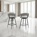 Pair of Swivel Bar Stools with Comfortable Linen Cushions - Counter Height Seating for Kitchen Islands, Dining Areas, or Pubs