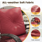 ELPOSUN 3 Pieces Patio Furniture Set, Outdoor Swivel Gliders Rocker, Wicker Patio Bistro Set with Rattan Rocking Chair, Glass Top Side Table and Thickened Cushions for Porch Deck Backyard