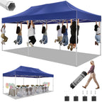 HOTEEL 10x15 Heavy Duty Canopy Tent ,Pop up Canopy for Parties Wedding,Commercial Easy up Gazebo with Roller Bag,UV 50+ &,White