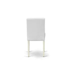 East West Furniture Round Dining Table Set - Kitchen Table with White Faux Leather Parson Chairs in Linen White (Various Piece Options)