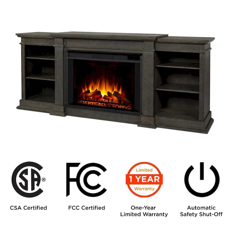 Real Flame Eliot 81" Grand Antique Grey TV Stand with Electric Fireplace