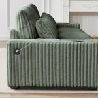 126W Large L-Shaped Corduroy Sofa with USB Charging Port