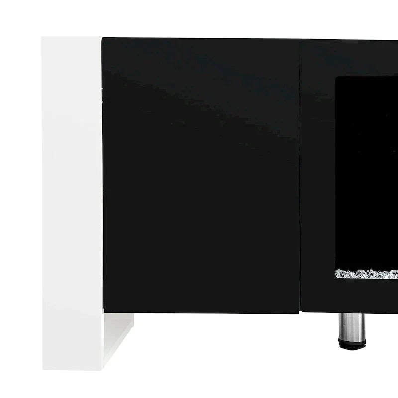 Contemporary Black 68.1" TV Stand with Fireplace and 2 Spacious Cabinets for TVs Up to 78"