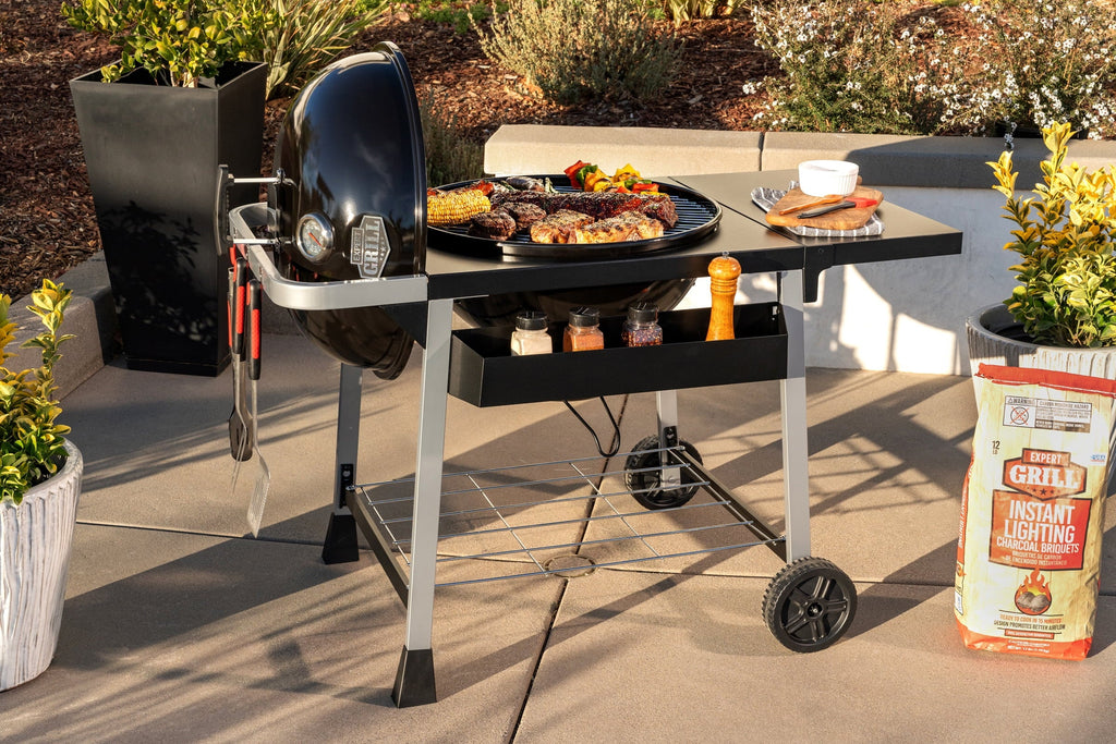 Expert Grill Kettle Cart with Pizza Accessories and Warming Rack