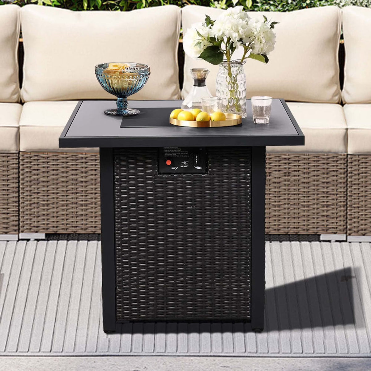 Ainfox 7 Pcs Outdoor Patio Furniture Sofa Set on Sale, Grey Rattan Grey Cushion