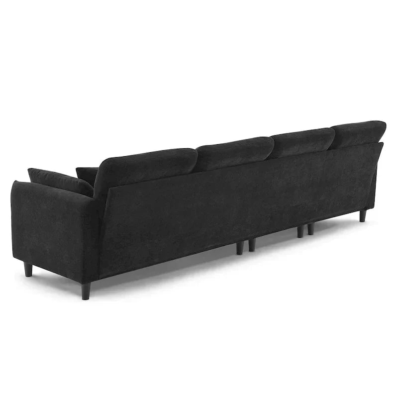 110-Inch L-Shaped 5-Seater Sectional Sofa with Removable Ottoman, Cloud Chenille Fabric, and 5 Cushions