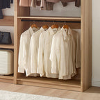 Klair Living Prosper 125.52-in to 125.52-in W Walk-in Portable closet Oak Solid Shelving Wood Closet System