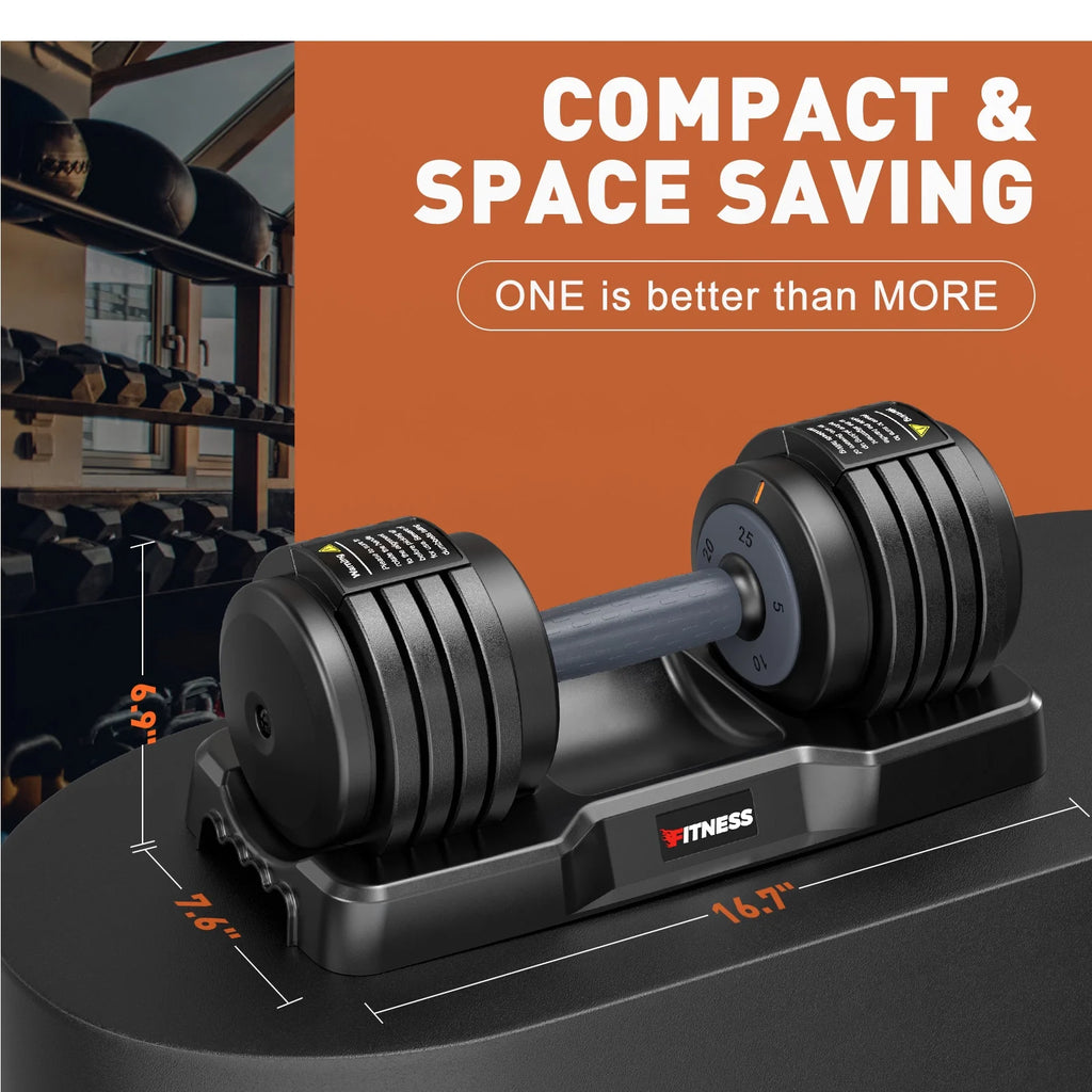GIKPAL 50 lb(25 lb*2) 5 in 1 Adjustable Dumbbells 25 lb Set of 2 Adjustable Free Weights Plates and Rack - Hand Weights for Women and Men - Adjust Weight for Home Gym Full Body Workout Fitness