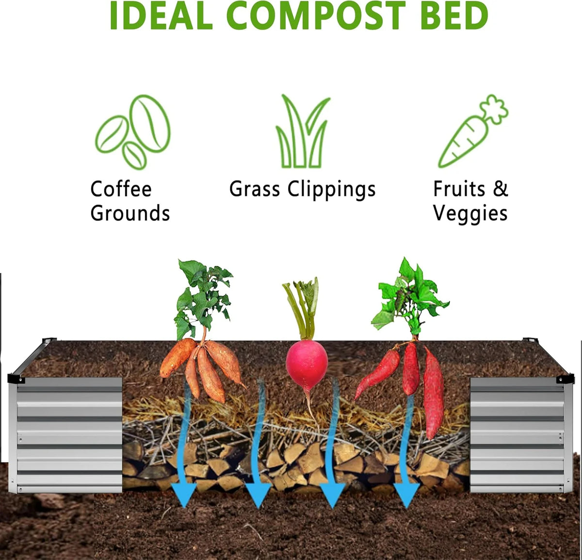 2PCS 12x4x1ft Galvanized Raised Garden Bed, Raised Graden Bed Kit - Square Metal Garden Bed, Large Planter Raised Bed Outdoor, Garden Box for Vegetables, Flower, Herb - Sliver(One Box of Two Pieces)