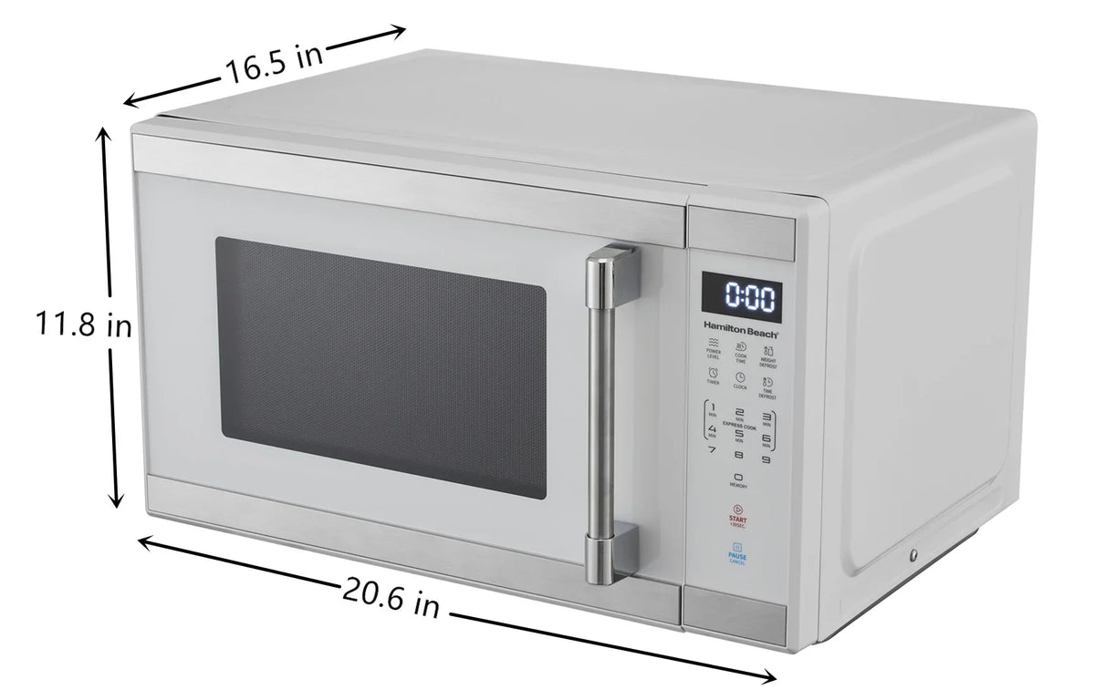 Hamilton Beach 1.1 Cu. Ft. Countertop Microwave Oven, 1000 Watts, White Stainless Steel