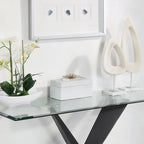 Furniture of America Gar Glam Black X-Base Glass-Top Sofa Table