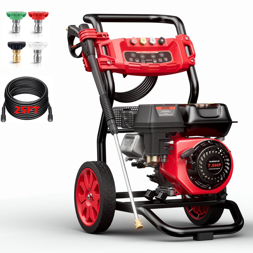 Pressure Washer Gas Powered, 3500PSI High Pressure Power Washer W/7.0HP Aluminum Pump, 210CC Powerful Engine, Maximum Spray 32.8FT, 4 Nozzles