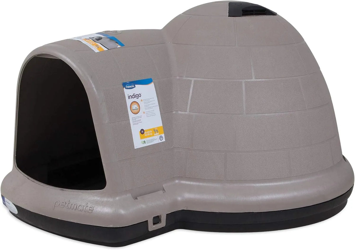 Petmate Indigo Dog House (Igloo Dog House. Made in USA with 90% Recycled Materials. All-Weather Protection Pet