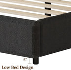 4 EVER WINNER Queen Size Bed Frame, Boucle Upholstered Bed Frame with Headboard, White Queen Bed Frame, White