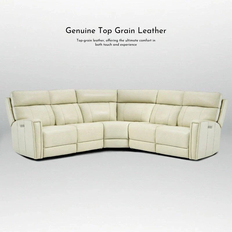 104" 3-Color Genuine Leather Power Reclining Sectional Sofa with Zero Gravity Feature, USB & USB-C Ports, and 2 Stationary Armless Chairs
