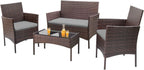Homall 4 Pieces Outdoor Patio Furniture Sets Rattan Chair Wicker Set, Outdoor Indoor Use Backyard Porch Garden Poolside Balcony Furniture Sets Clearance (Brown and Beige)