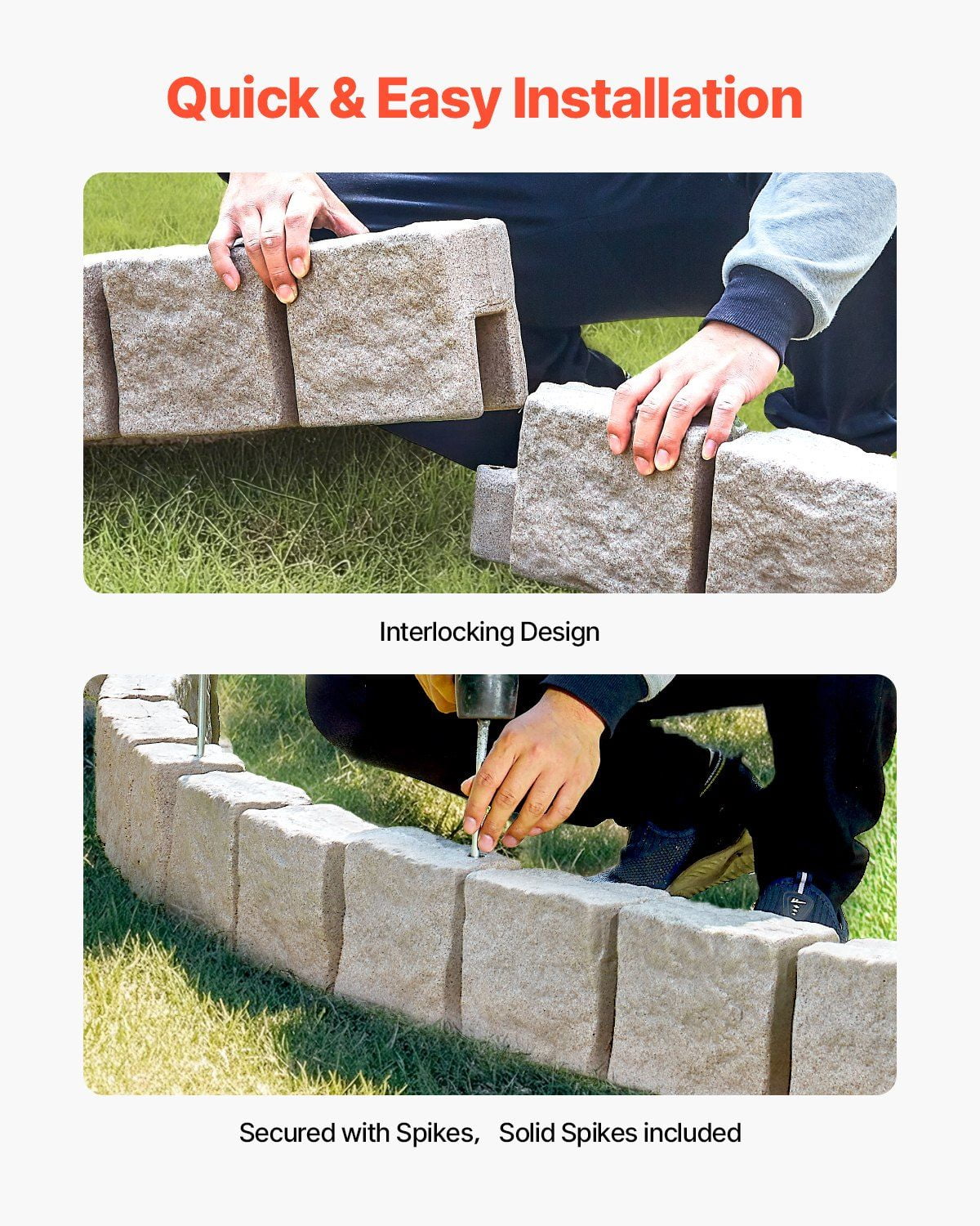 Fake Stone Landscape Edging 46.8x3.9 in Lawn Edging Border Fade - Resistant No Dig