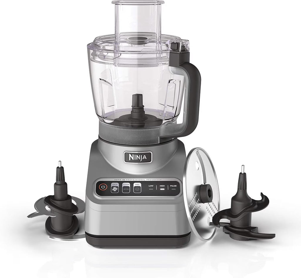 Restored Ninja BN600 Professional Plus Food Processor, 850 Watts, 3 Functions for Chopping, Slicing & Dough with 9-Cup Processor Bowl, 3 Blades, Food Chute & Pusher, Silver (Refurbished)