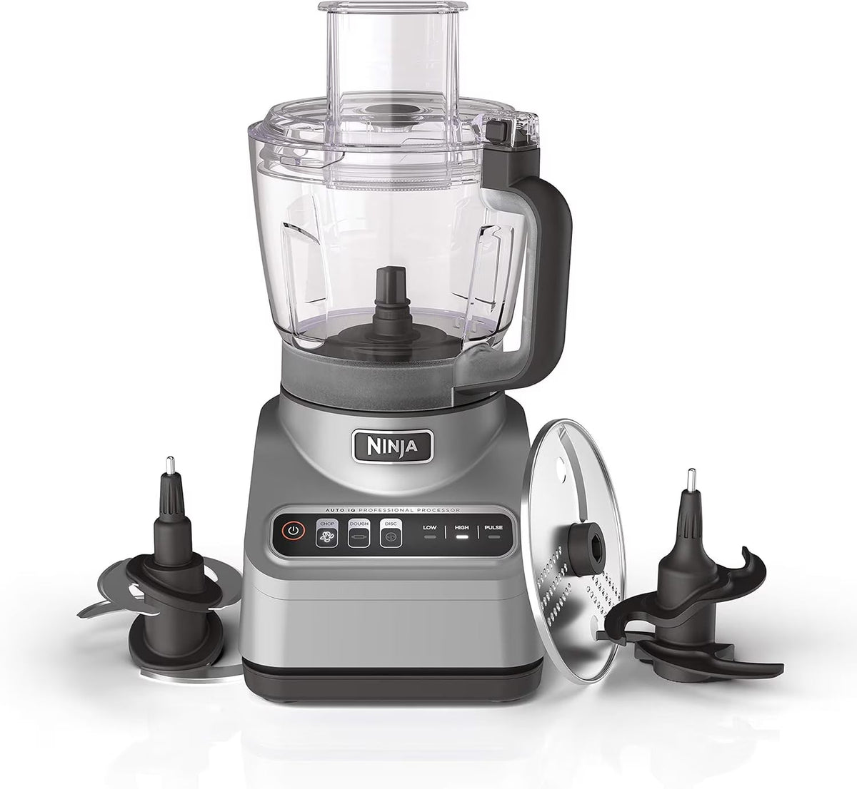 Restored Ninja BN600 Professional Plus Food Processor, 850 Watts, 3 Functions for Chopping, Slicing & Dough with 9-Cup Processor Bowl, 3 Blades, Food Chute & Pusher, Silver (Refurbished)