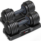 GIKPAL 50 lb(25 lb*2) 5 in 1 Adjustable Dumbbells 25 lb Set of 2 Adjustable Free Weights Plates and Rack - Hand Weights for Women and Men - Adjust Weight for Home Gym Full Body Workout Fitness
