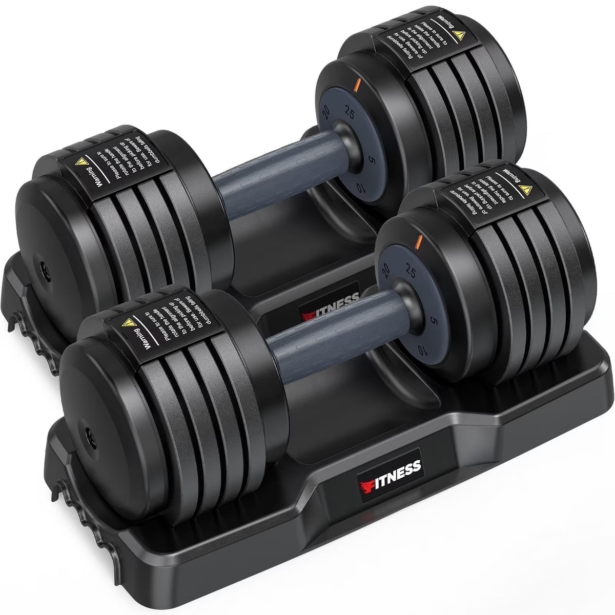 GIKPAL 50 lb(25 lb*2) 5 in 1 Adjustable Dumbbells 25 lb Set of 2 Adjustable Free Weights Plates and Rack - Hand Weights for Women and Men - Adjust Weight for Home Gym Full Body Workout Fitness