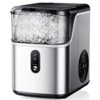 Simzlife Nugget Ice Maker Countertops, 35.9 lb per Day Portable Pebble Ice Machine, Crushed Sonic Ice Maker with Soft Chewable Ice for Home, Party, RV, Camping, Stainless Steel Silver