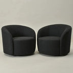 Set of 2 KINWELL 34-Inch Wide Upholstered Swivel Barrel Chairs