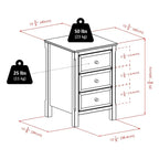 Elegant Black Wooden Nightstand with 3 Generous Storage Drawers - Dimensions: 15.75L x 15.75W x 23.63H