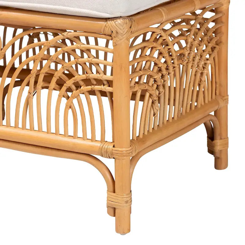 Bali & Pari Materra Contemporary Bohemian Natural Brown Rattan Bench