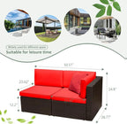 Devoko 5 Pieces Patio Furniture Sets All Weather Outdoor Sectional Patio Sofa Manual Weaving Wicker Rattan Patio Seating Sofas with Cushion and Glass Table(Beige)