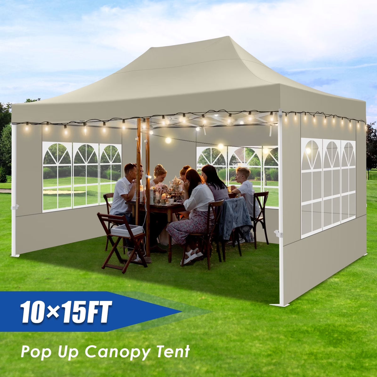 Hoteel 10x15 Heavy Duty Canopy Tent with 4 Sidewalls,Pop up Canopy for Parties Wedding,Commercial Easy up Gazebo with Roller Bag,UV 50+ &,Black