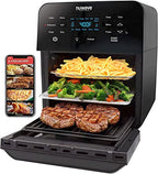 Air Fryer Oven, 15.5Qt X Large Family Size, SS Rotisserie Basket &Skewer Kit, Reversible Ultra Non Stick Grill/Griddle Plate, Powerful 1800W, Integrated Smart Thermometer,Black