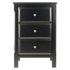 Elegant Black Wooden Nightstand with 3 Generous Storage Drawers - Dimensions: 15.75L x 15.75W x 23.63H