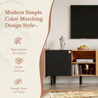 Mid-Century Modern TV Stand with 3 Cabinets - Media Console for TVs up to 70 inches, Stylish Entertainment Center with Storage for Living Room