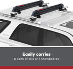 Yakima, PowderHound 6 Ski & Snowboard Mount, Fits Up to 6 Pairs of Skis or 4 Snowboards, Rides Quietly, Fits Most Roof Racks, Black