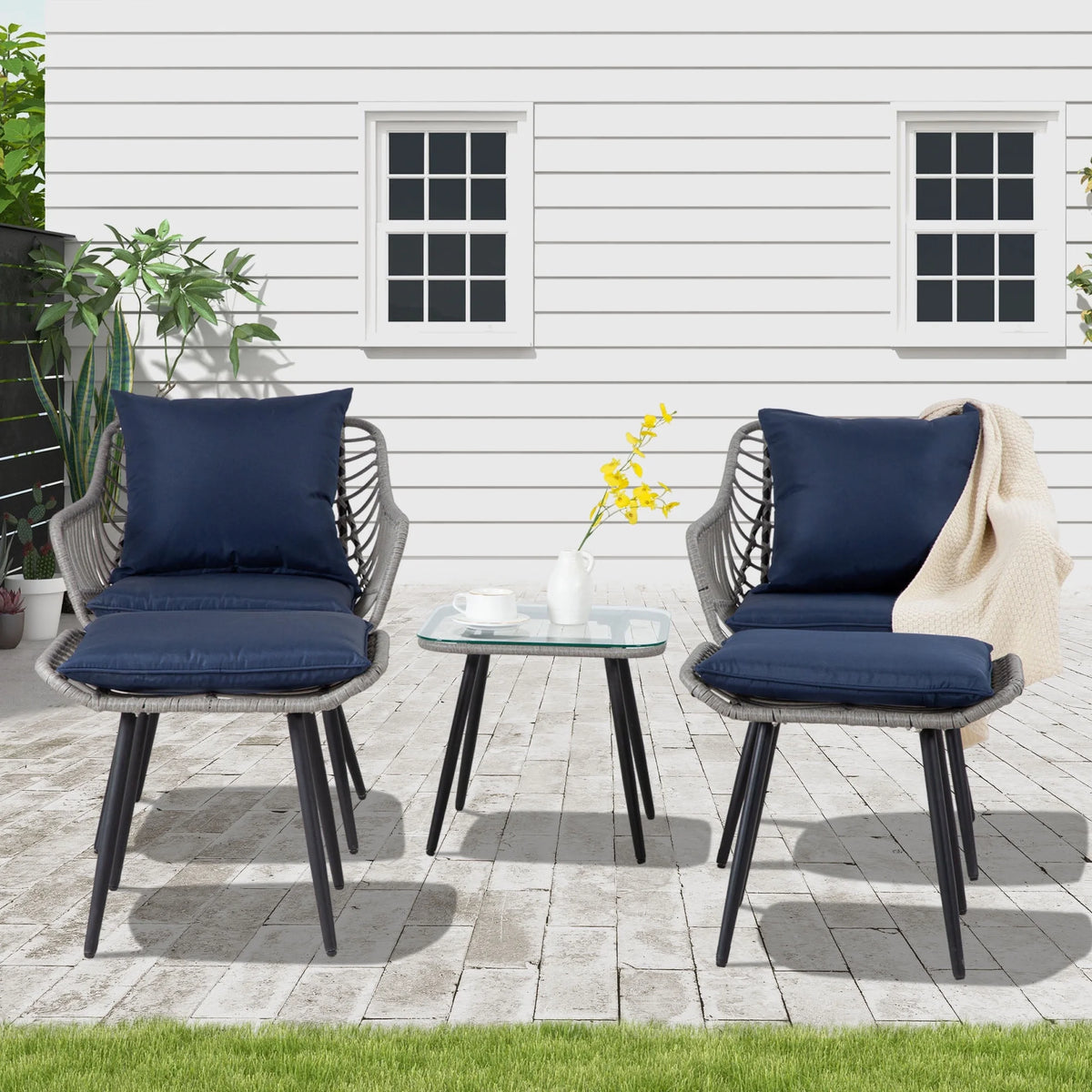 Ainfox 7 Pcs Outdoor Patio Furniture Sofa Set on Sale, Grey Rattan Grey Cushion