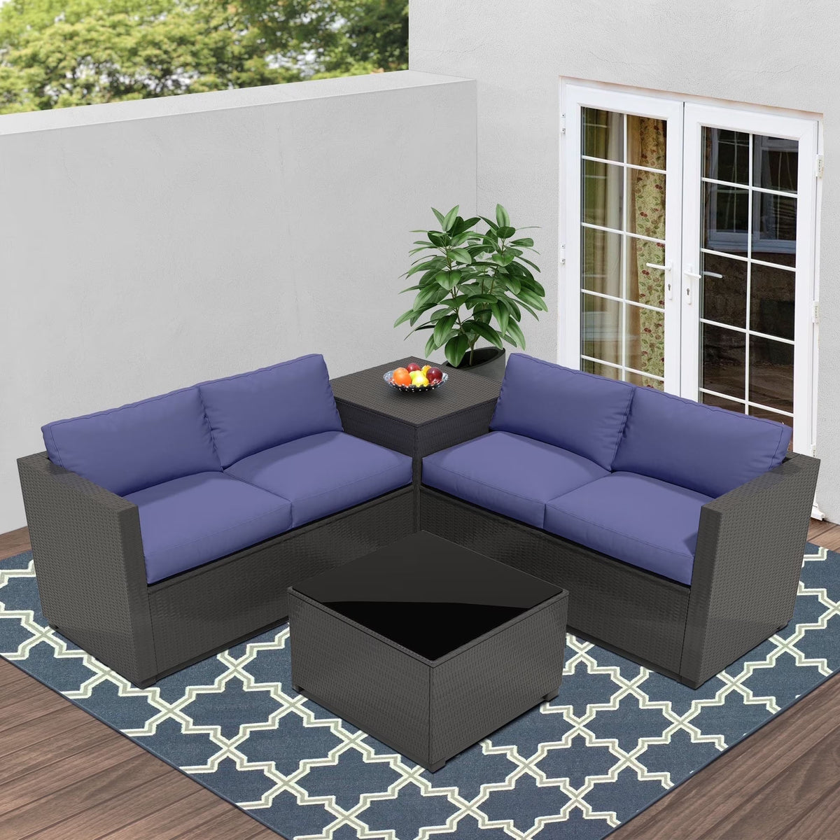 Ainfox 7 Pcs Outdoor Patio Furniture Sofa Set on Sale, Grey Rattan Grey Cushion