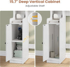 Over the Toilet Storage Cabinet with 3 Doors, Farmhouse Space Saver for Bathroom Organizer with Paper Holder, 10 Shelves and Hooks, 7 - Tier Over Washing Machine Cabinet for Laundry, Bathroom, Natural